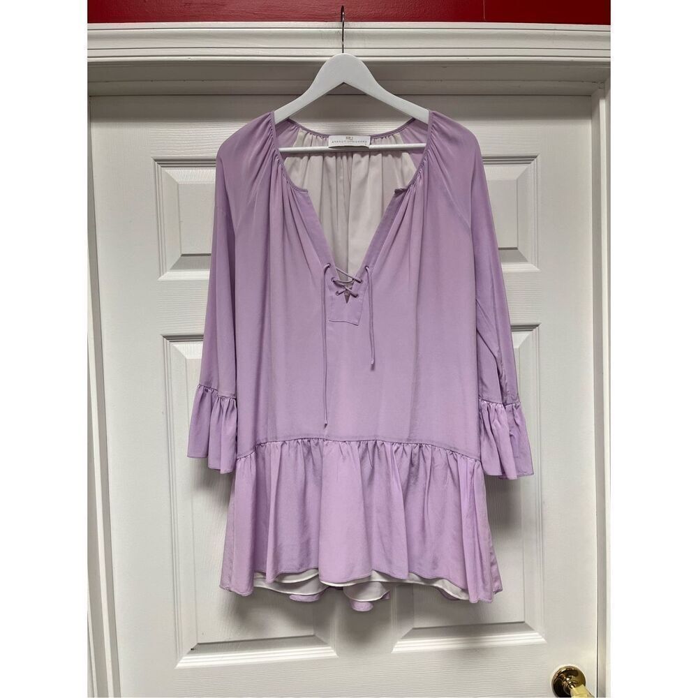Amanda Uprichard Caleb Lavender Silk Tiered Mini Dress sz S EUC